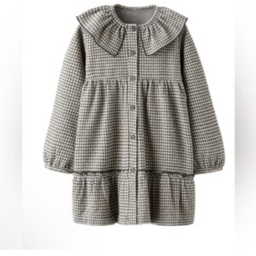 Zara Girl’s Long Sleeve Ruffle Plaid Shirt Dress